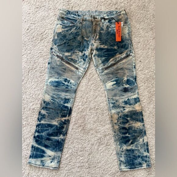 Rock Revival Other - Rock Revival Jeans Daviday Moto Blue Tie Dye Zippers Stretch